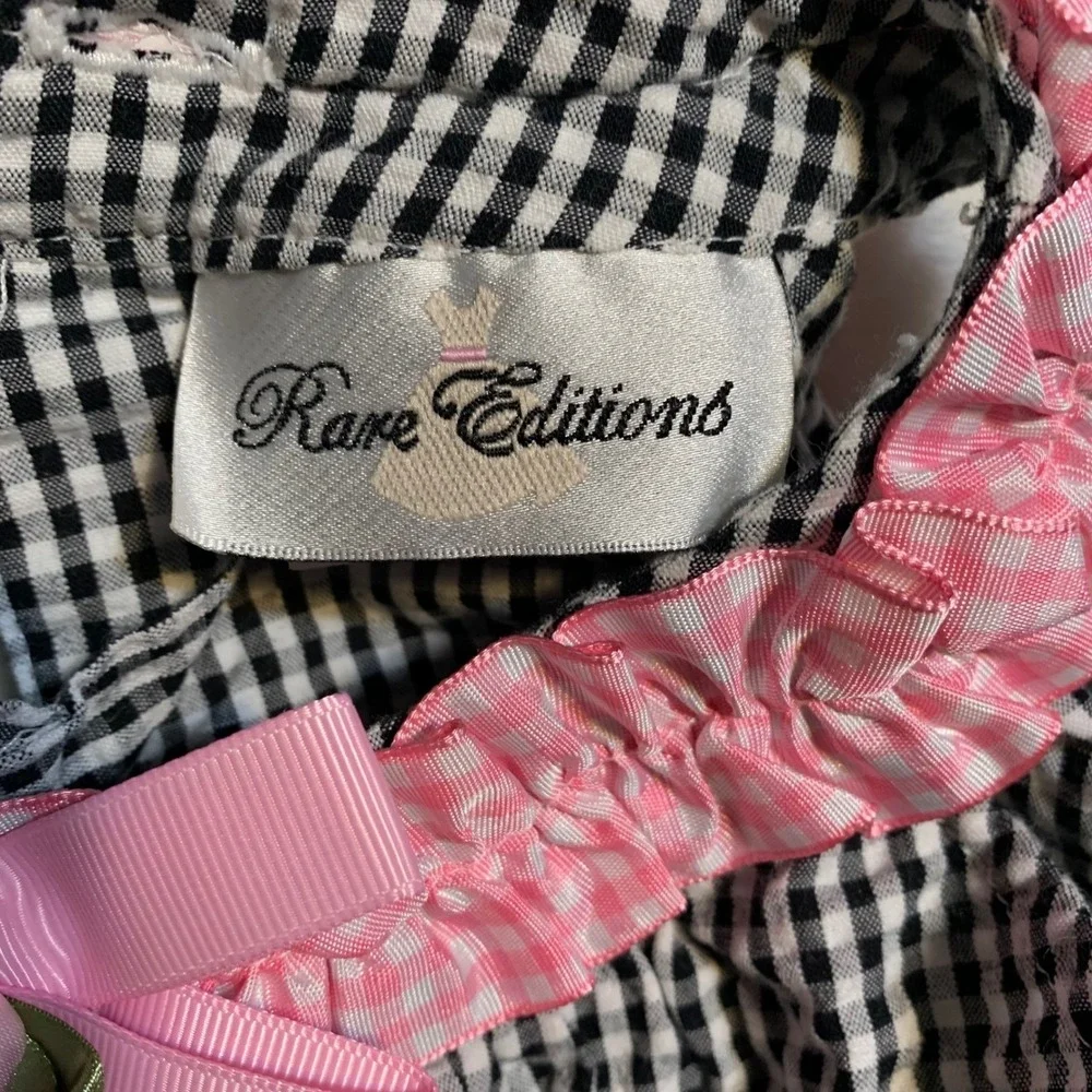 Vintage‎ Rare Editions Girls Black White Gingham Cupcake Applique Outfit Set 12M - Picture 7 of 13